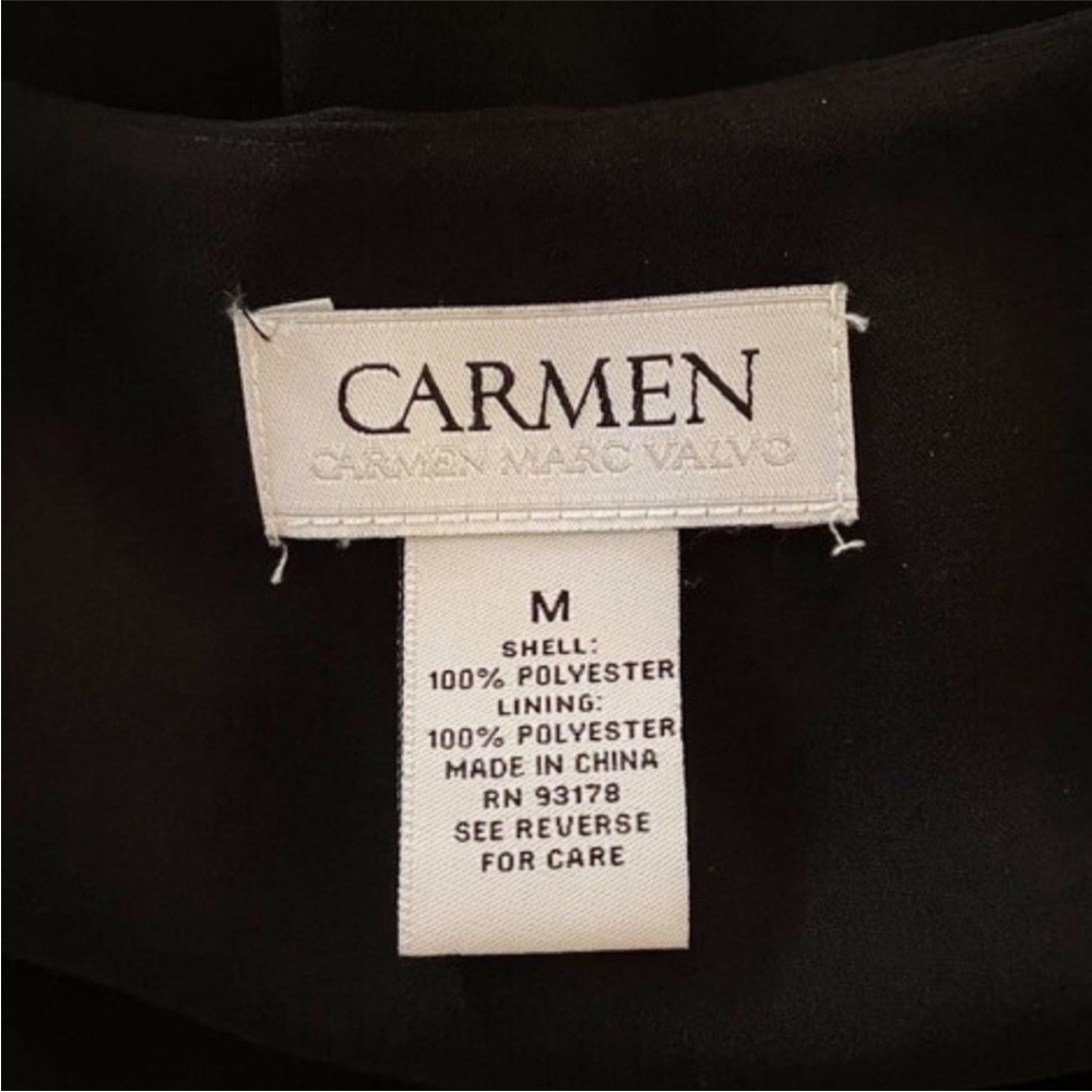 (13) Carmen Marc Valvo V Neck Split Bell Sleeve Blouse Black Medium - Picture 10 of 11